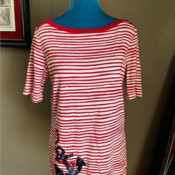 Kim Rogers Red and White Striped Top - Picture 9 of 10